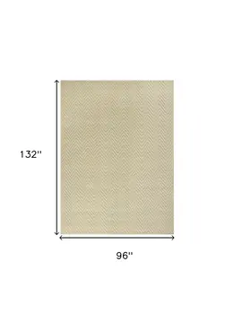 8' X 11' Ivory Chevron Hand Woven Area Rug