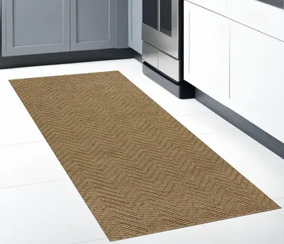 8' Natural Jute Chevron Hand Woven Runner Rug