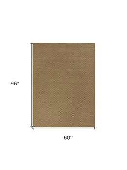 5' X 8' Natural Jute Chevron Hand Woven Area Rug