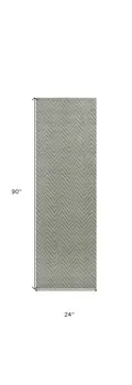 7' Gray Jute Chevron Hand Woven Runner Rug