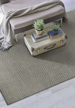 8' X 11' Gray Chevron Hand Woven Area Rug