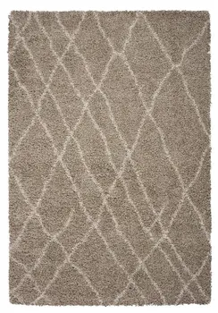 8' X 11' Taupe and Sand Abstract Shag Area Rug