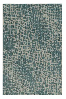 3' X 5' Teal Blue Abstract Indoor Outdoor Area Rug