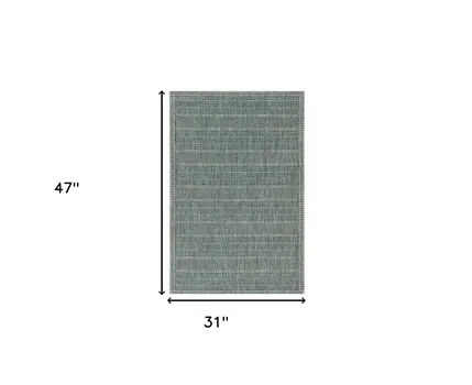 3' X 4' Teal And Beige Geometric Area Rug