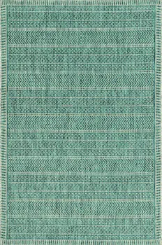 5' X 8' Teal Blue Southwestern Indoor Outdoor Area Rug