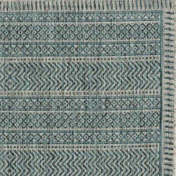 5' X 8' Teal Blue Southwestern Indoor Outdoor Area Rug