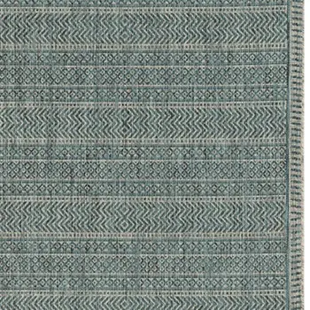 5' X 8' Teal Blue Southwestern Indoor Outdoor Area Rug