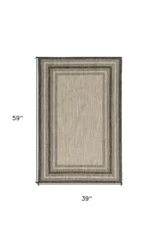 3' X 5' Grey Polypropylene Area Rug