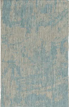 3' X 5' Teal Blue Abstract Indoor Outdoor Area Rug