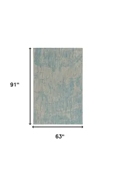 5' X 8' Teal Blue Abstract Indoor Outdoor Area Rug