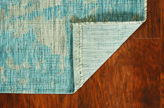 5' X 8' Teal Blue Abstract Indoor Outdoor Area Rug
