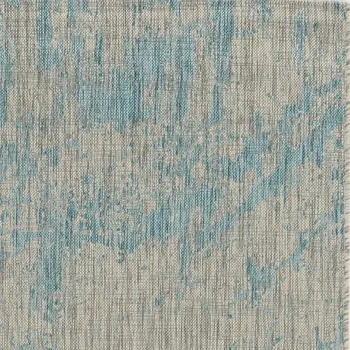 5' X 8' Teal Blue Abstract Indoor Outdoor Area Rug
