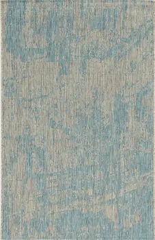 5' X 8' Teal Blue Abstract Indoor Outdoor Area Rug