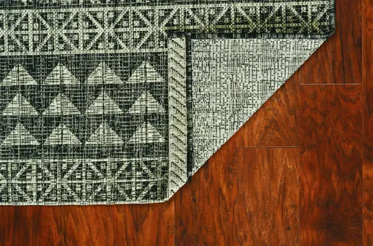 8' Charcoal Southwestern Indoor Outdoor Area Rug