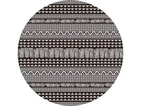8' Charcoal Southwestern Indoor Outdoor Area Rug