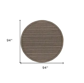 8' Brown Round Southwestern Indoor Outdoor Area Rug