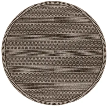 8' Brown Round Southwestern Indoor Outdoor Area Rug