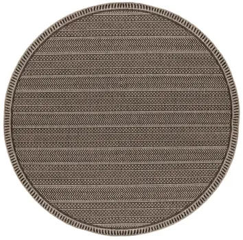 8' Brown Round Southwestern Indoor Outdoor Area Rug