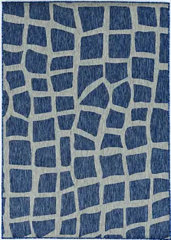 3' X 4' Blue And Gray Abstract Indoor Outdoor Area Rug