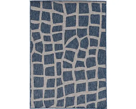 3' X 5' Blue And Gray Abstract Indoor Outdoor Area Rug