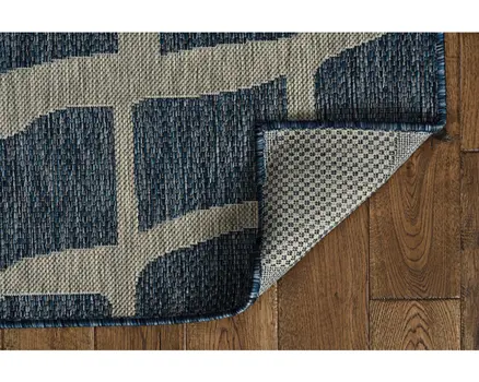 3' X 5' Blue And Gray Abstract Indoor Outdoor Area Rug