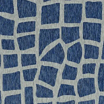 8' X 11' Blue And Gray Abstract Indoor Outdoor Area Rug