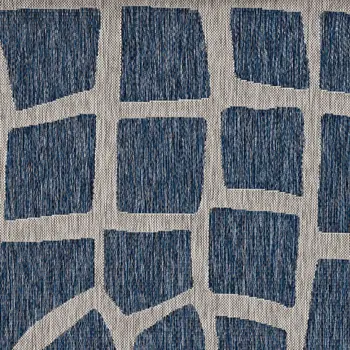 8' Blue And Gray Abstract Indoor Outdoor Area Rug