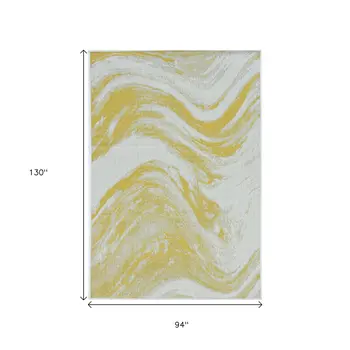 8' X 11' Ivory And Gold Abstract Area Rug