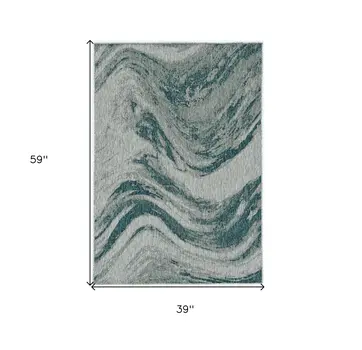 3' X 5' Gray Abstract Indoor Outdoor Area Rug