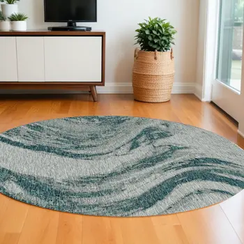 8' Gray Abstract Indoor Outdoor Area Rug