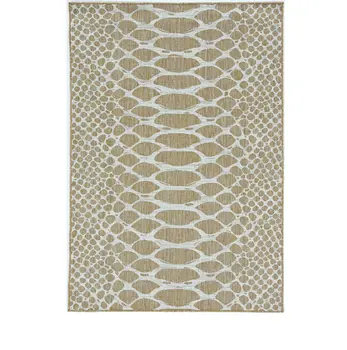 3' X 5' Brown And Ivory Abstract Indoor Outdoor Area Rug