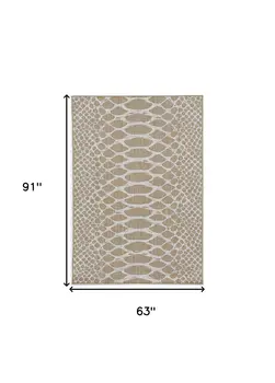 5' X 8' Natural Animal Print Area Rug