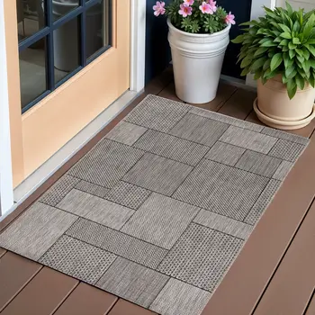 3' X 5' Gray Abstract Indoor Outdoor Area Rug