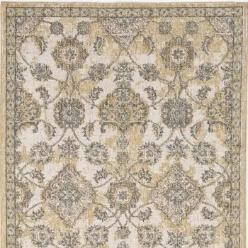 2' X 3' Ivory Wool Floral Vines Area Rug