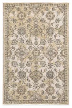 5' X 7' Ivory Beige And Gray Wool Floral Area Rug