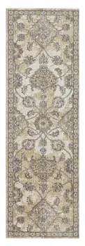 8' X 11' Ivory Sand And Gray Wool Floral Distressed Area Rug