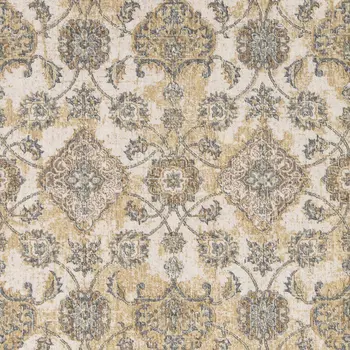 9' X 13' Ivory Beige And Gray Wool Floral Area Rug