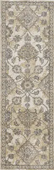 9' X 13' Ivory Beige And Gray Wool Floral Area Rug