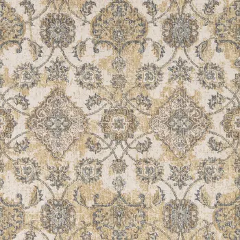 9' Ivory Round Wool Floral Vines Area Rug