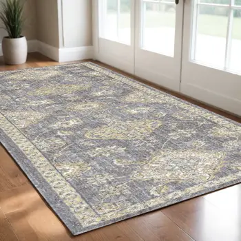 3' X 5' Sage Orange And White Wool Floral Distressed Area Rug