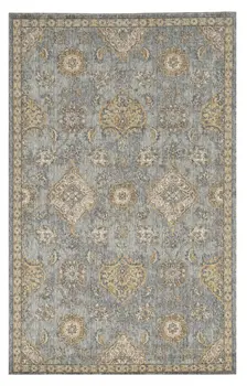 5' X 8' Sage Orange And Gray Wool Floral Distressed Area Rug
