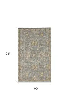5' X 8' Sage Orange And Gray Wool Floral Distressed Area Rug