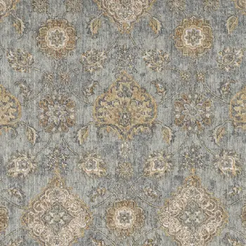 5' X 8' Sage Orange And Gray Wool Floral Distressed Area Rug