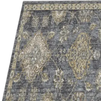 3' X 5' Slate Gray Wool Floral Vines Area Rug