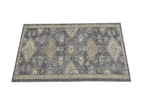 3' X 5' Slate Gray Wool Floral Vines Area Rug