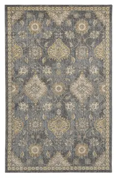 5' X 7' Sage And Slate Gray Wool Floral Area Rug