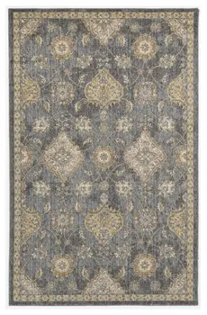 8' X 11' Gray And Gold Wool Floral Distressed Area Rug