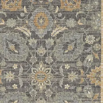3' X 5' Taupe And Orange Wool Floral Distressed Area Rug