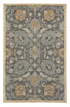 5' X 8' Taupe Orange And Gray Wool Floral Distressed Area Rug