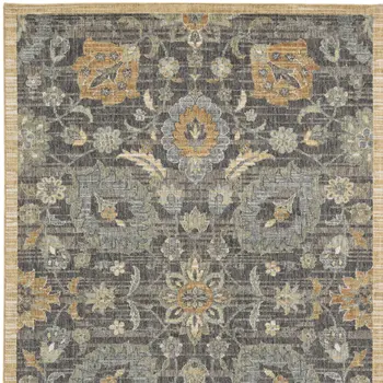 5' X 8' Taupe Orange And Gray Wool Floral Distressed Area Rug